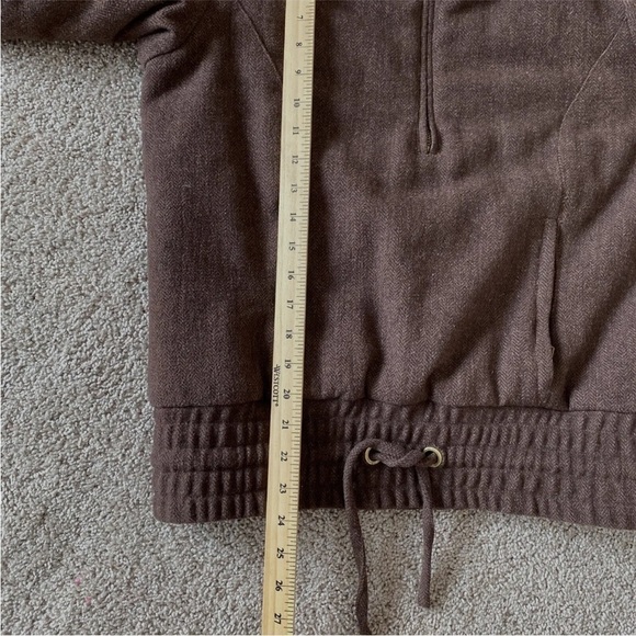B by Burton Womens Brown Wool Blend 1/2 Zip Pullover Heavy Hooded Sz M - Picture 12 of 12